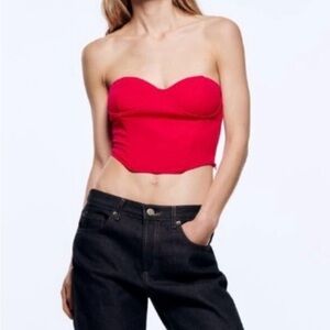 Zara pink Strapless Crop Top